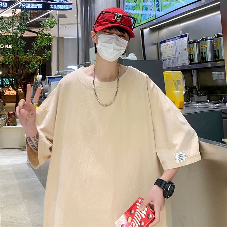 纯色短袖T恤男宽松型休闲风圆领半袖中性风简约上衣T3315-特价P19图片