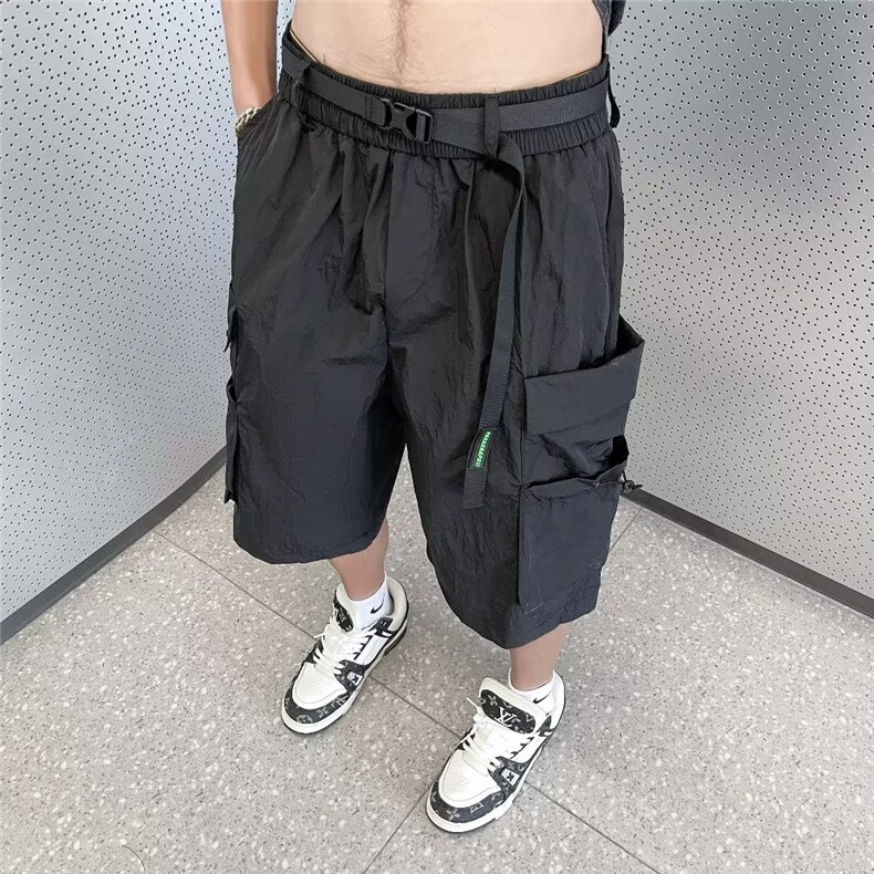 送腰带休闲短裤男韩版潮大口袋个性高街2023夏季五分裤K4174-P32,男装休闲裤,星座412-3