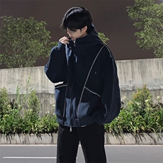 抖音得物高品质秋冬美式高街重磅结构辑明线纹理连帽卫衣外套W111，女装短外套，电商A486-1