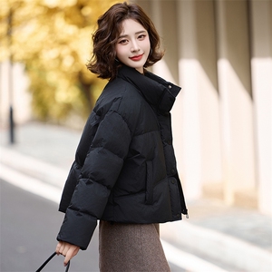 立领短款面包羽绒服女2025冬季新款时尚小个子加厚保暖白鸭绒外套图片