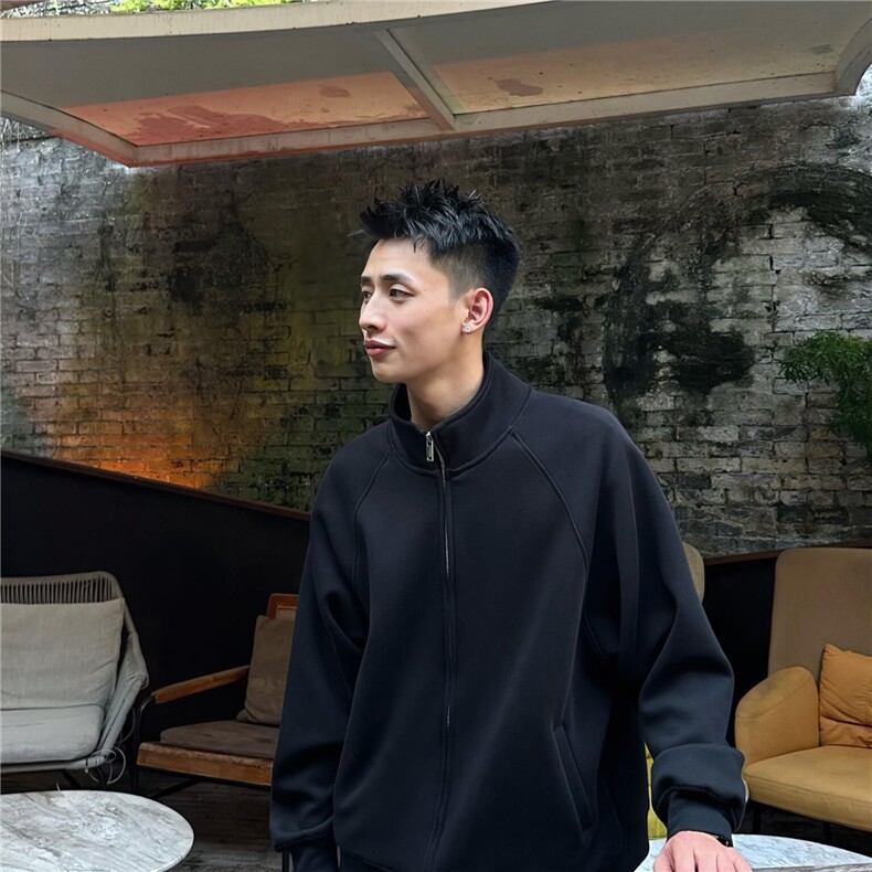 纯色立领卫衣男女2025秋季新款百搭休闲运动情侣开衫外套，女装短外套，星座506A