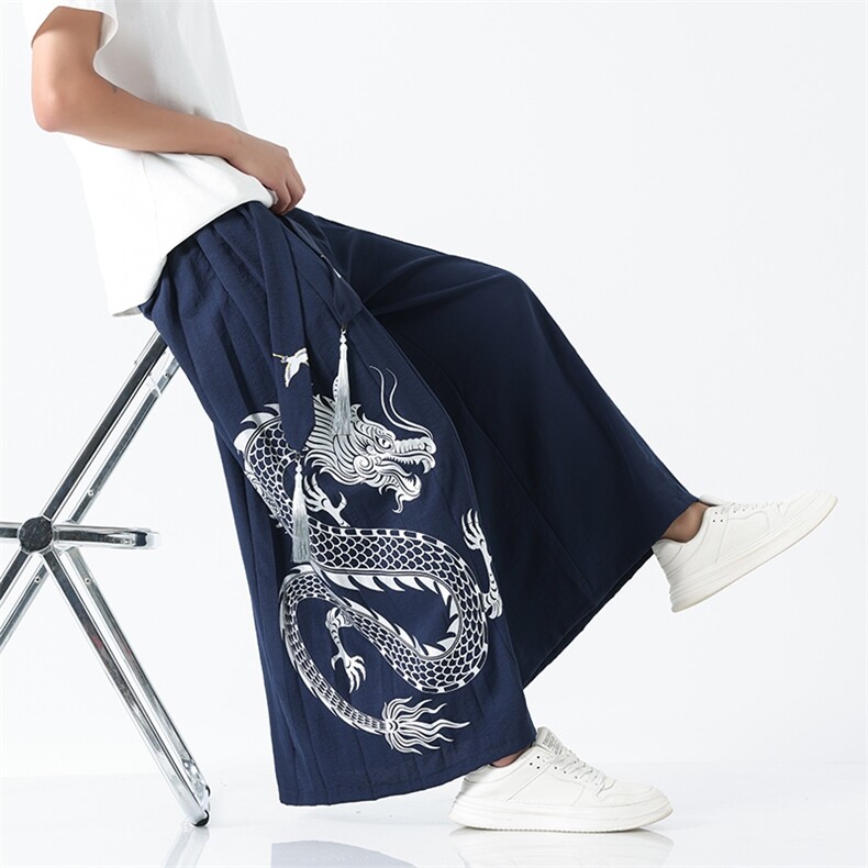 夏季新款大码风汉服古风新中式宋裤情侣裙裤阔腿裤K259/P85,男装民族服装,电商A221A