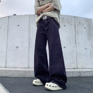 美式阔腿牛仔裤男女2026年显瘦宽松舒适直筒百搭拖地长裤青少年图片