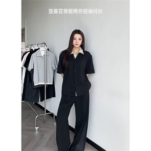 网络图慎用 图片只做展示大货已到翻领假两件衬衫DCS78045P65控98图片