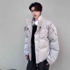 2025秋冬保暖加厚立领棉服外套金属环扣男短款棉衣1515-P110，男装棉衣，星座910-5