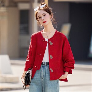 《现货》2026年春季bao款新中式提花面料重工定珠葫芦短款外套女，女装短外套，韩宇舍