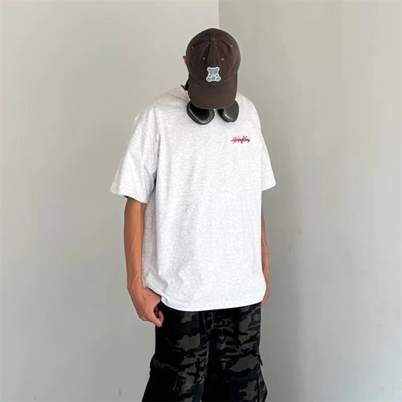万针全刺绣工艺抖音得物高品质260克重磅纯棉双纱美式高街短袖T恤图片