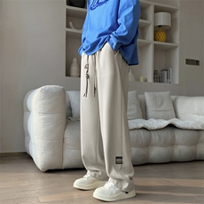 华夫格裤子潮牌宽松直筒黑色拖地裤运动休闲长裤K931特批32，男装休闲裤，星座718-1