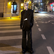 （自家图）网红炸街金属卡扣西服外套宽松西装1389-P105，男装西服，星座910-5