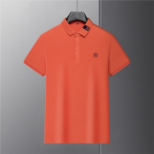 短袖T恤男翻领纯色polo衫上衣服夏季中年男士休闲百搭半袖体恤衫图片