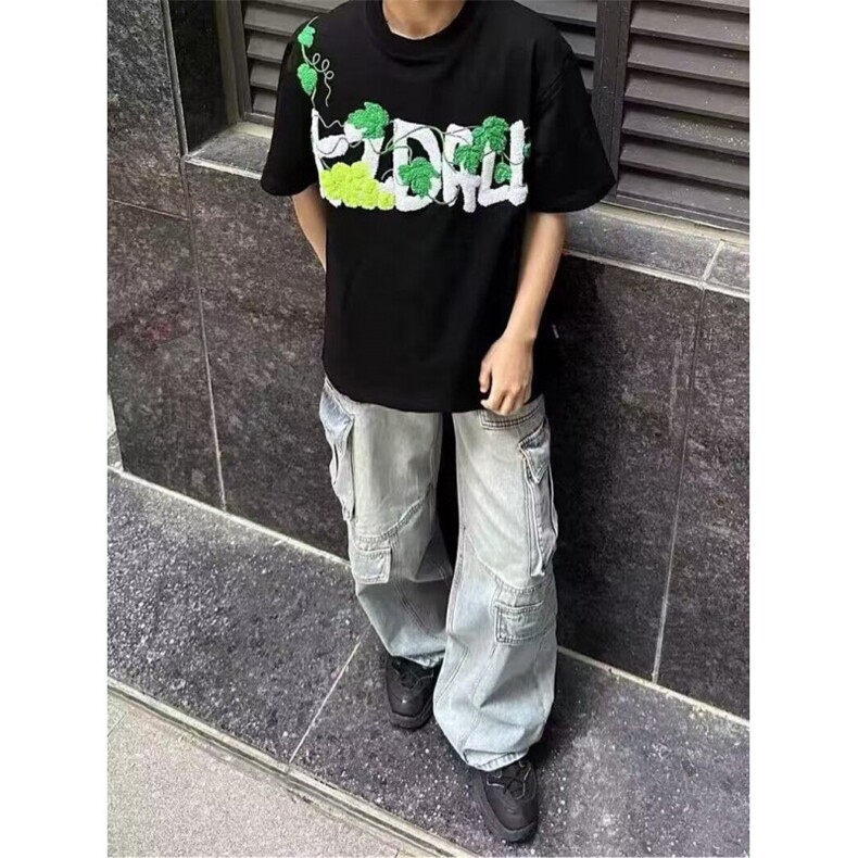 H0554-P40经典设计毛巾绣花夏季短袖T恤情侣装,男装T恤,星座617A-1（原B318A）