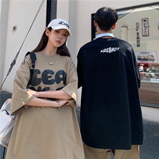 2023情侣装夏季新款美式高街字母印花圆领宽松半袖T恤潮D290P33，男装T恤，电商A335-1（原A458）