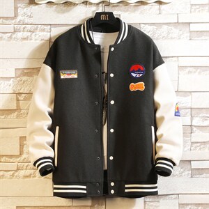 2024春季新款拼接呢料大码休闲boy砖墙挂拍贴布标棒球服J6720-P85，男装夹克，电商A082