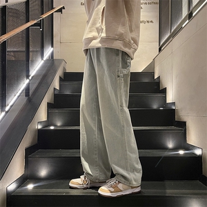 美式复古牛仔裤宽松直筒裤男潮牌工装做旧休闲长裤子N05099-P45