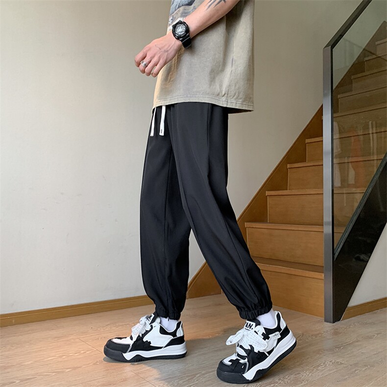 高品质夏季垂感阔腿冰丝透气休闲裤男九分裤227-2*K855*P29控48,男装休闲裤,星座227-2