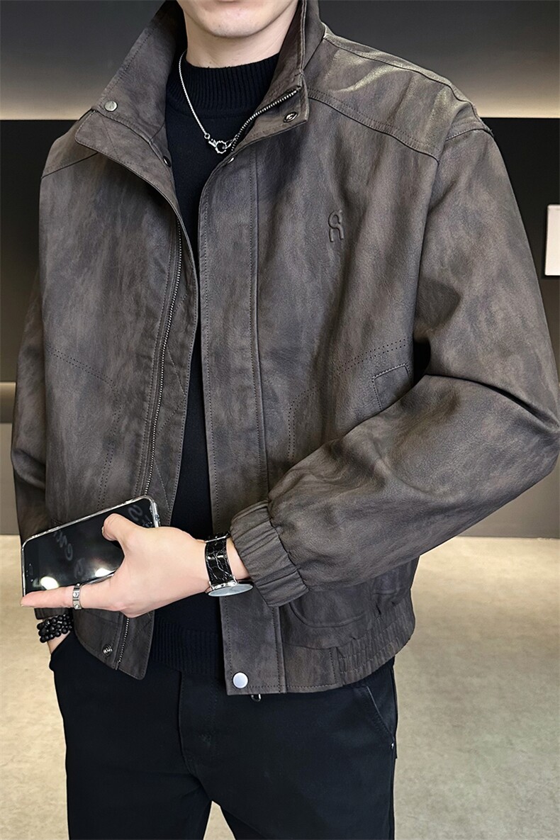 男装皮衣秋季2025新款宽松品质皮夹克外套C317-J2593-P165,男装夹克,电商C317