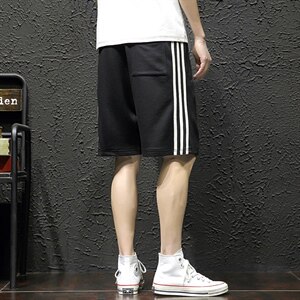 2021夏季新日系瓷砖墙大码男运动条纹卫裤休闲裤短裤K2036-P30图片