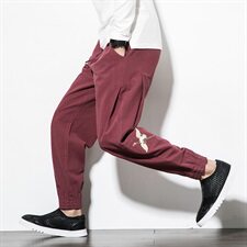 2021春秋季新款男装仙鹤刺绣小脚裤风大码休闲裤白墙风，男装休闲裤，电商B277(原6028)