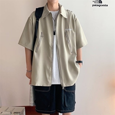 五分袖夏季潮流气质新款青春流行潮衬衫标准方领原宿纯色男简约，男装衬衫，星座716-4