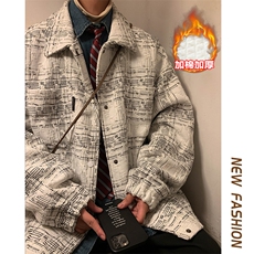 冬新款大码小香风加棉加厚棉服男翻领保暖夹克外套J595J加棉-P95，男装棉衣，电商A001-1