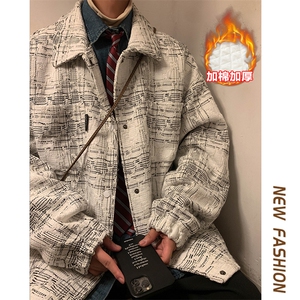 冬新款大码小香风加棉加厚棉服男翻领保暖夹克外套J595J加棉-P95图片