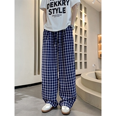 泡泡纱蓝色格子休闲裤YK313特批28面料：棉%聚酯纤维75%，男装休闲裤，电商A429