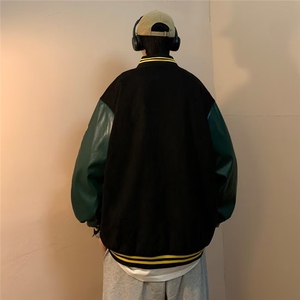 双层全刺绣麂皮绒美式复古棒球服男夹克情侣高街hiphop外套潮JK85图片