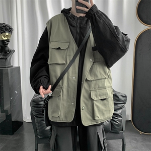 假两件外套男秋冬季潮牌宽松连帽夹克港风bf痞帅气上衣服JK80-p65图片
