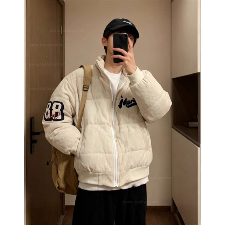 复古灯芯绒冬季刺绣立领棉服男女宽松面包服情侣外套M8055,男装棉衣,星座1116A（原606A-3）