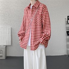 CS71552长袖-P35特控68CS71552短袖-P30特控58大码红色格子衬衫，男装T恤，电商D232