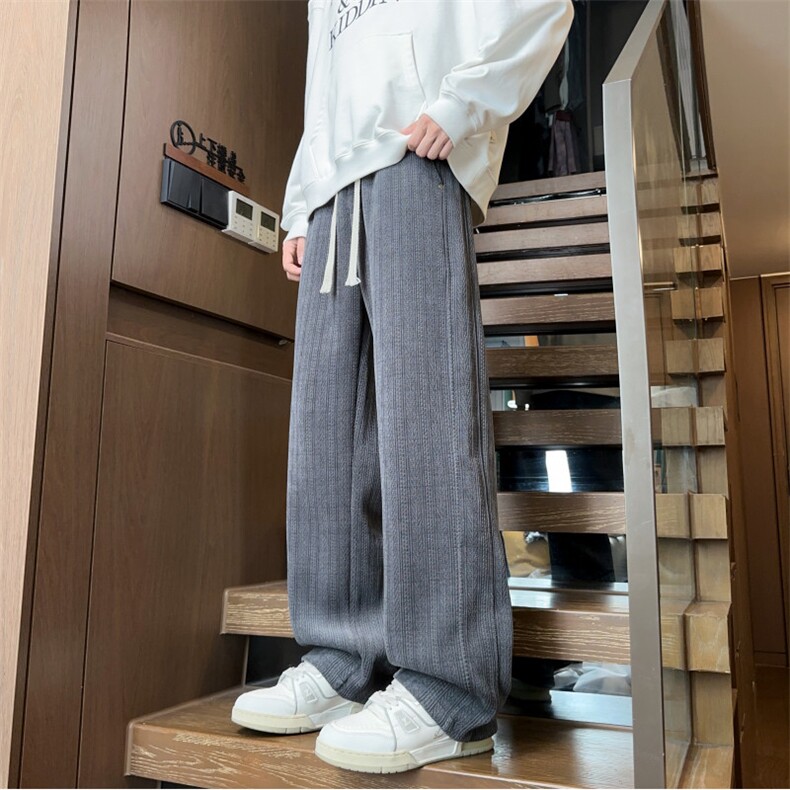 春季麦穗纹弯刀直筒休闲潮流拼接设计感休闲裤K2594*P35控68，男装休闲裤，星座227-1