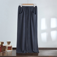 25年秋冬新款女士系带斜插兜阔腿裤羊绒裤外穿时尚百搭休闲风，女装休闲裤，达齐羊绒