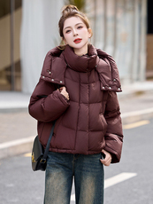 白鹅绒羽绒服女短款小个子冬季2025新款高级感超好看加厚高端，女装羽绒服，沁沁公主