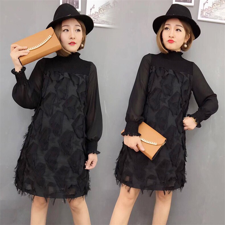 纯色时尚气质优雅街头甜美韩版百搭潮流长袖2021年春季连衣裙，女装连衣裙，深水步