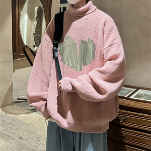 高质量！秋冬季高领毛衣男士加绒加厚翻领针织衫男毛衣FL57-P45图片