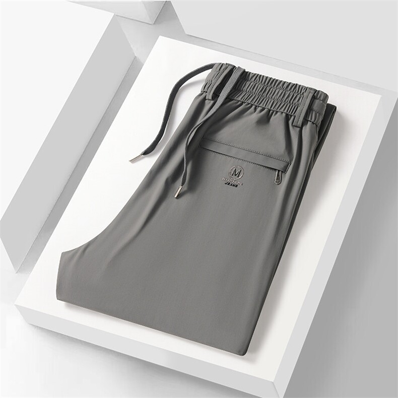 【抖音】夏季锦纶牛奶丝冰丝直筒裤休闲运动裤K1028-29元，男装西裤，星座1706