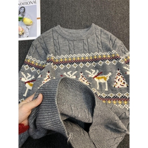 【有货】A383CC-特P55 费尔岛圣诞提花圆领针织衫毛衣男女款图片