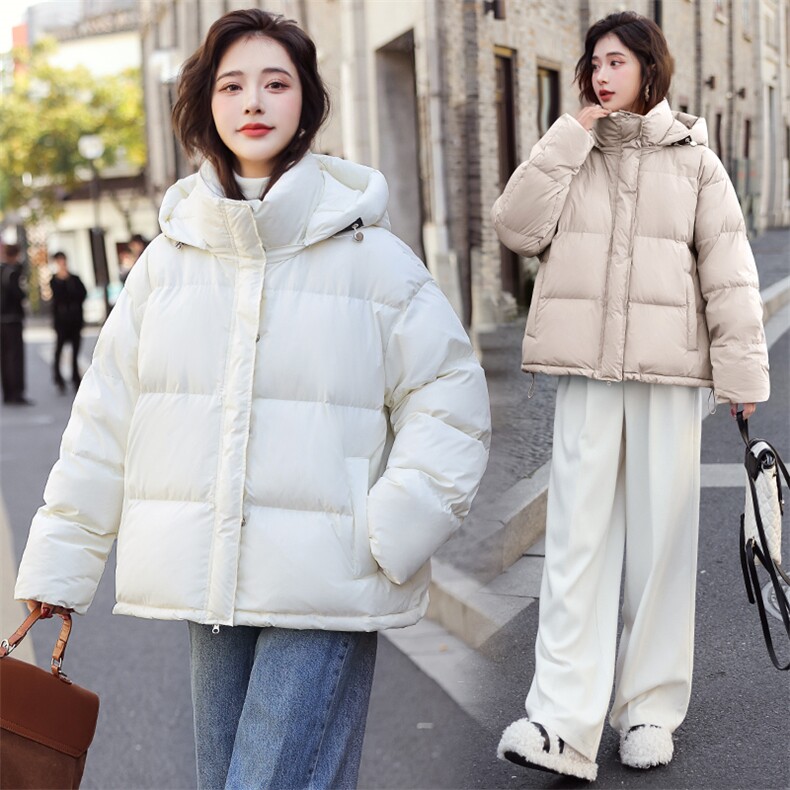 2023冬装新款时尚潮流简约气质优雅内里拼色帽子可脱卸羽绒服,女装羽绒服,韩蜜菓