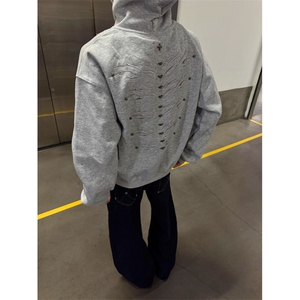 美式Cleanfit复古钉珠刺绣连帽卫衣男女休闲上衣帽衫WB545-P49