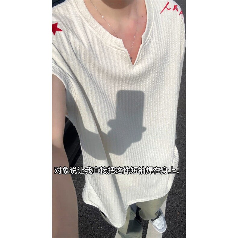 XZ809A/SSS03/特P24/控48美式V领坎肩万针绣花背心T恤，男装背心/马甲，星座809A(原222-1)