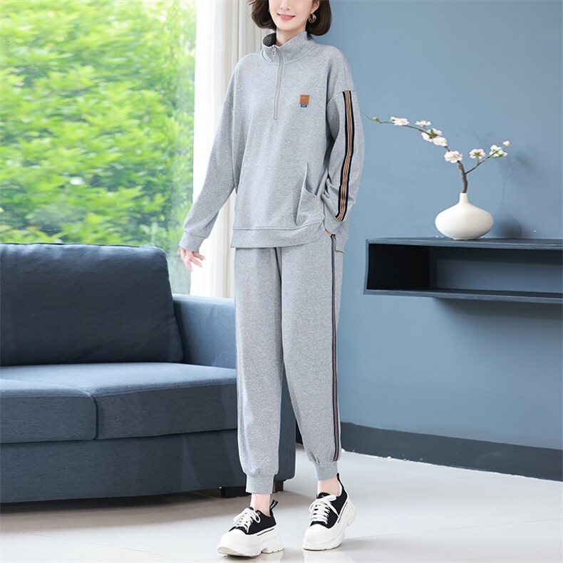 2023春装新款时尚气质宽松显瘦休闲舒适T恤裤套装,女装套装/套裙,丽影随形