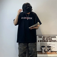 万针全刺绣工艺高品质260克双纱纯棉美式高街短袖T恤特P33，男装T恤，电商A486-1