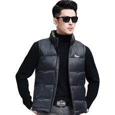 新款高品质立领短款90白鸭绒羽绒服马甲中年男装加厚羽绒服马甲，男装羽绒服，钱塘723