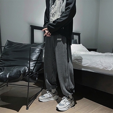 秋冬加厚毛呢料格子休闲裤宽松男裤毛呢裤KK10p55，男装休闲裤，电商D315A