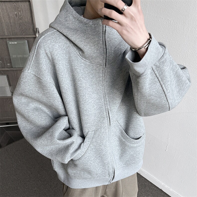 美式廓形cleanfit慵懒风连帽卫衣外套图片
