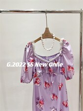 法式花色连衣裙均码现货，女装连衣裙，G