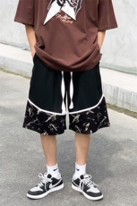 2025夏季港风宽松休闲印花五分短裤B266-DK01-P30，男装牛仔裤，星座B257-1