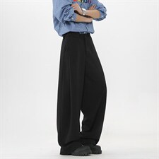 春秋美式高街休闲裤男女垂感阔腿西裤长裤纯色西装裤宽松直筒裤子，男装西服套装，电商A443