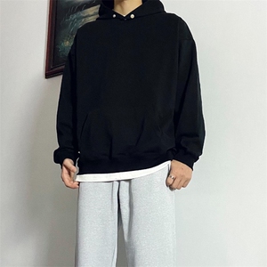 抖音得物品质二开 380克全棉秋冬美式宽松两粒扣连帽卫衣CM22图片