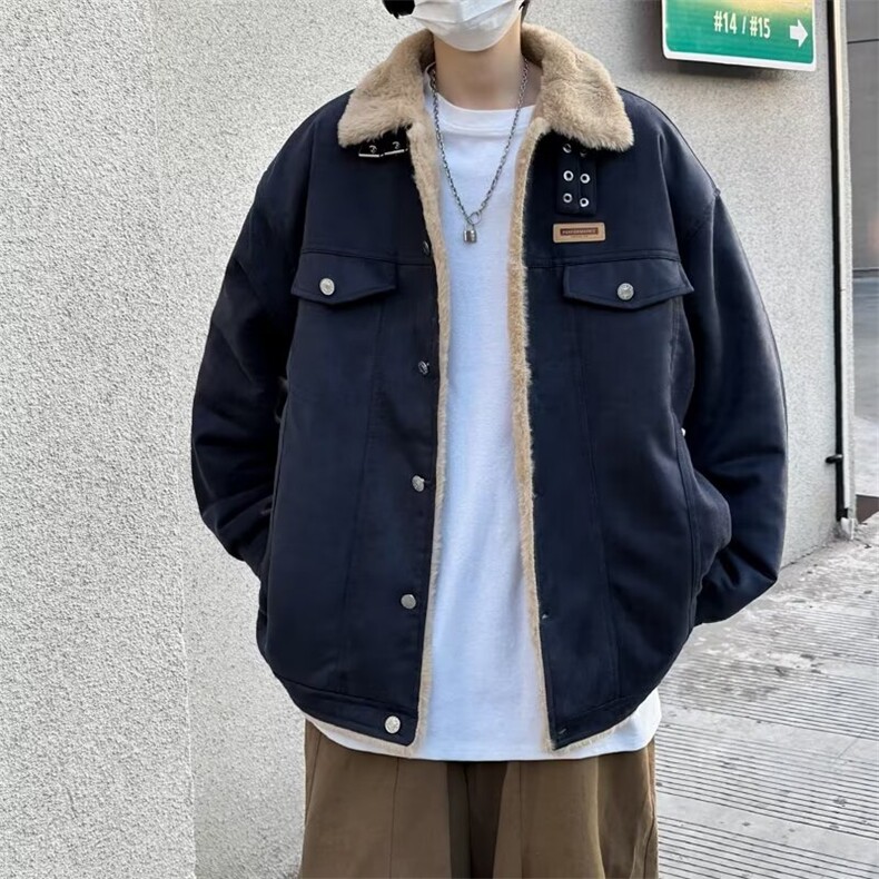 鹿皮绒棉服外套男士韩版潮流高街帅气2024冬季ins棉衣MF246-P88图片